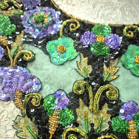 Handmade Applique Green and Purple Gold Black Perfect For Caribana Outfits - Picture 4 of 15